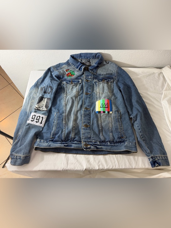 Brooklyn Cloth Jackets & Blazers - Brooklyn Cloth Light Blue Denim Jacket with Multicolor Patch Accents